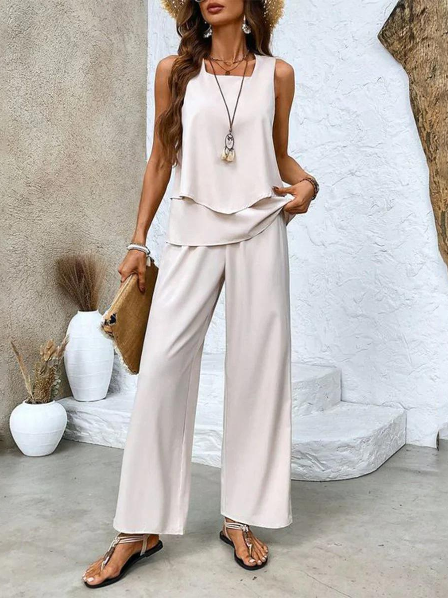 Zweiteiliges Set aus Oberteil und lässiger Hose für Damen | Sommer